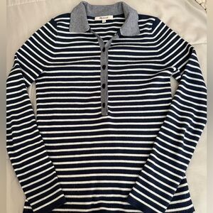 Madewell Signature Knit Polo Sweater Too in Stripe Size Small